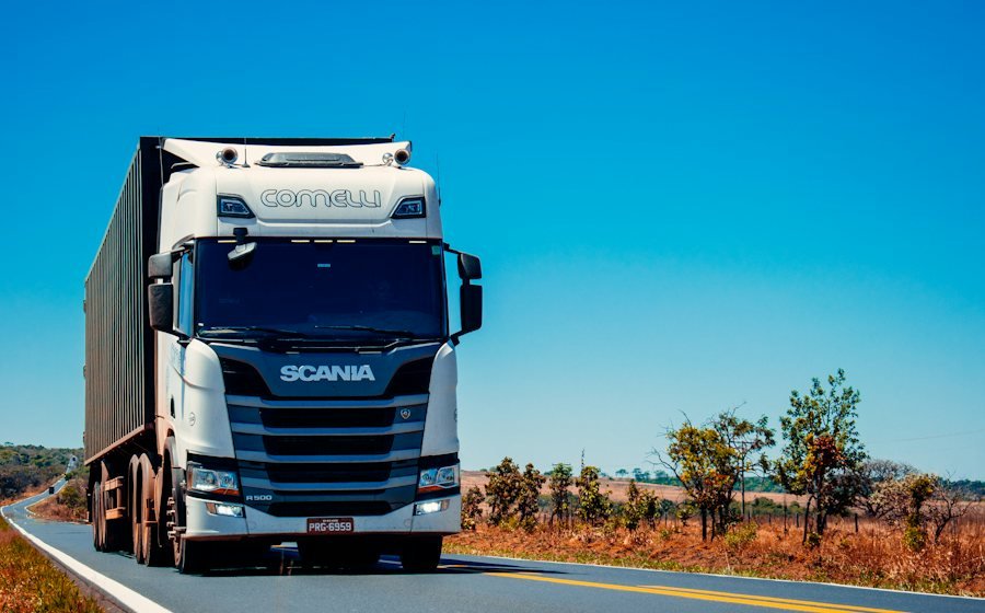 Goods truck on a highway